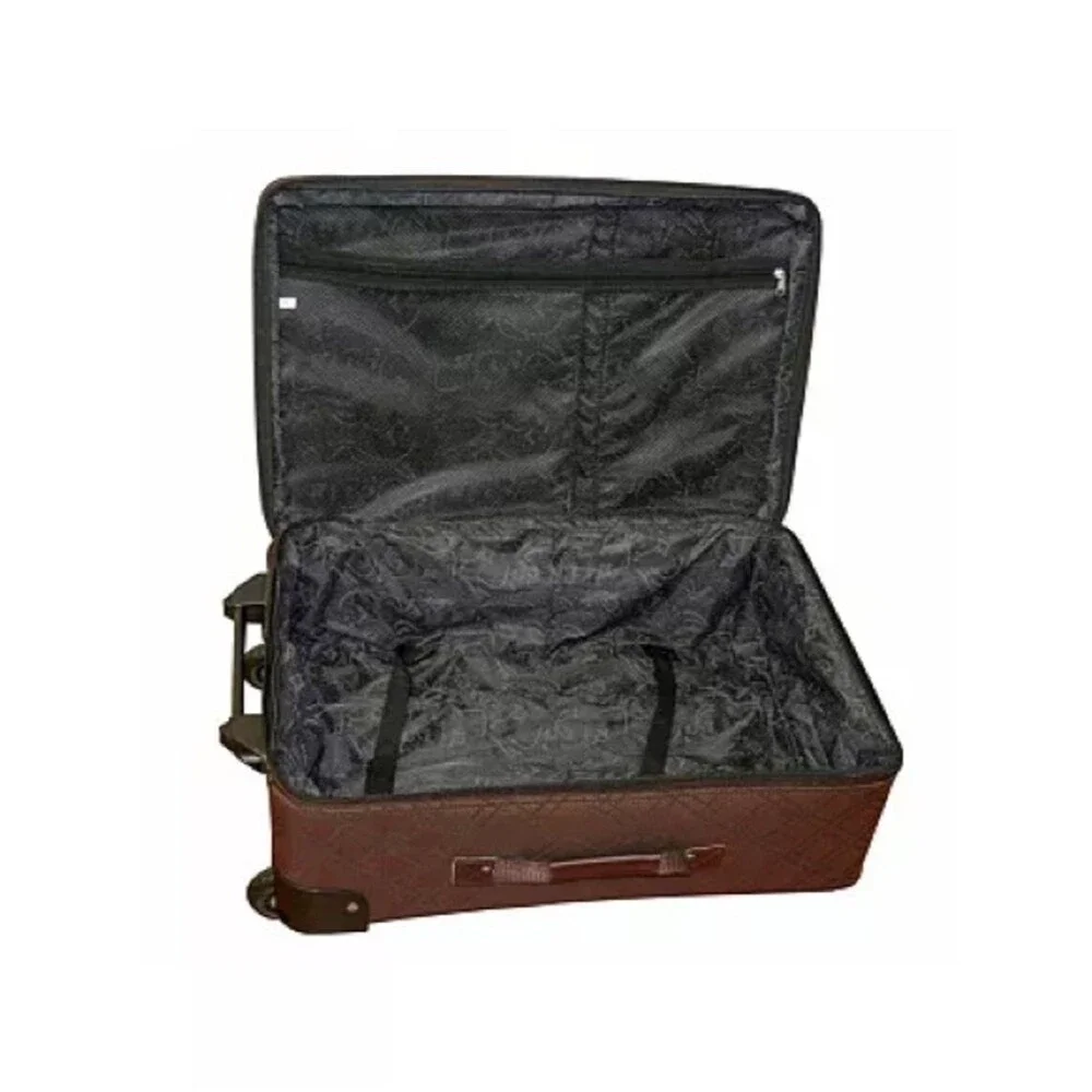 Epic Large Check-in Spinner Classic Quilted Brown Rolling Upright Suitcase
